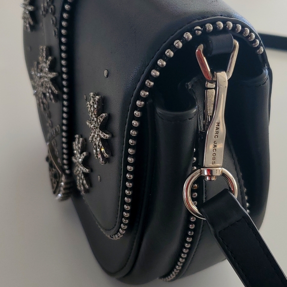 Marc Jacobs Jane Leather Saddle Crossbody Bag with Embelished Crystals - Picture 6 of 14